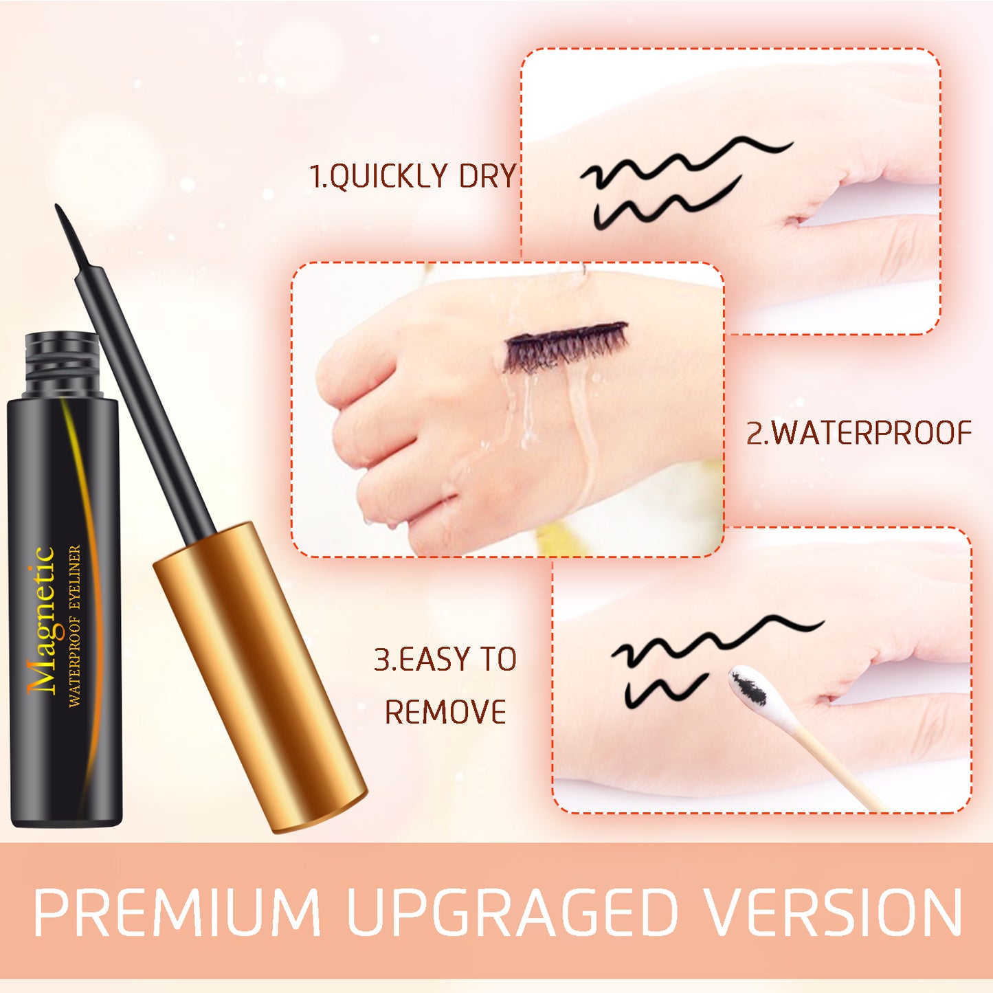 Upgraded Magnetic Eyelashes Eyeliner Kit, 10Pairs False Eyelashes, Natural Look False lashes, Thick Crossed Lashes with Tweezer, Waterproof Reusable, Natural Look, No Glue Needed