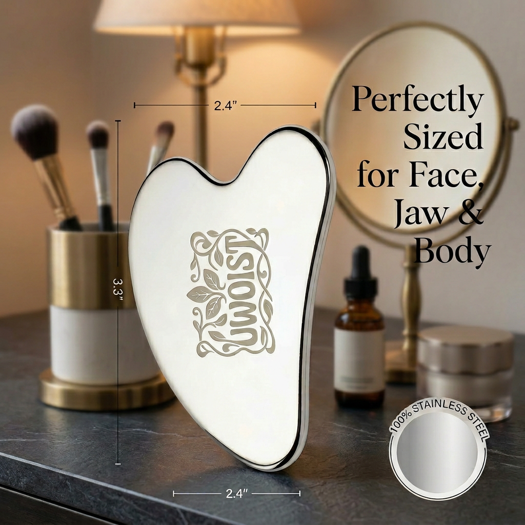 Gua Sha Facial Tools - 2pcs Stainless Steel Gua sha Tool for Face, Face Sculpting Tool, Jawline Shaper, Lymphatic Contour face Brush, Body Gua Sha Tools, Lymphatic Drainage Massager, Facial Skin Care