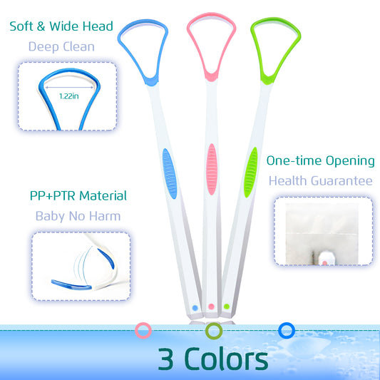 4PCS Tongue Scraper, Stainless Steel Tongue Cleaners, 100% BPA Free Fresher Tongue Tools, Healthy Oral Hygiene Brushes, Medical Grade Reusable Stainless Steel, Eliminate Bad Breath