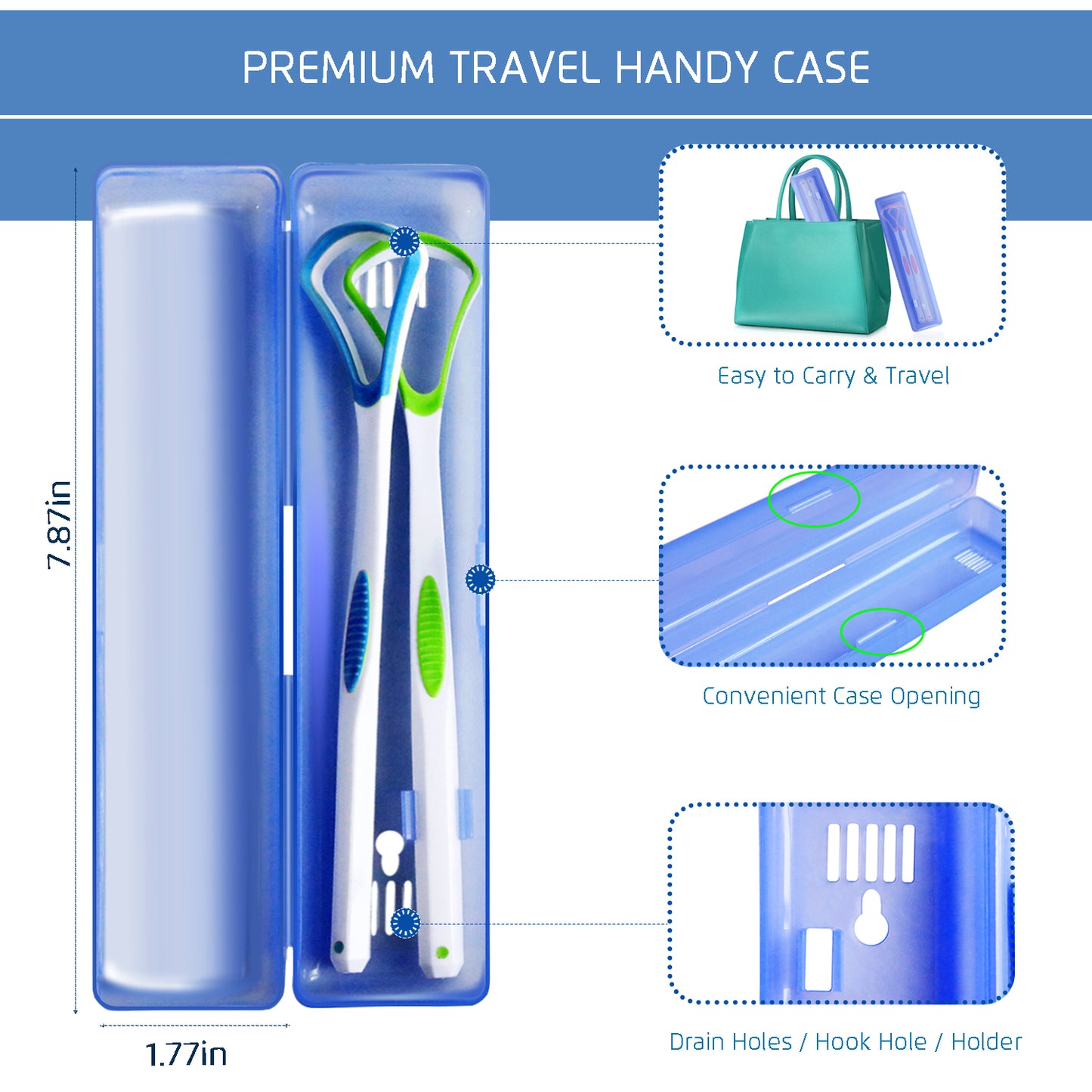 Premium Tongue Scraper Cleaner, BPA Free Tongue Scrapers, Healthy Oral Care, Soft and 100% Effective Clean Tools, With Travel Carry Case