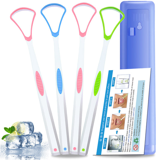 Premium Tongue Scraper Cleaner, BPA Free Tongue Scrapers, Healthy Oral Care, Soft and 100% Effective Clean Tools, With Travel Carry Case