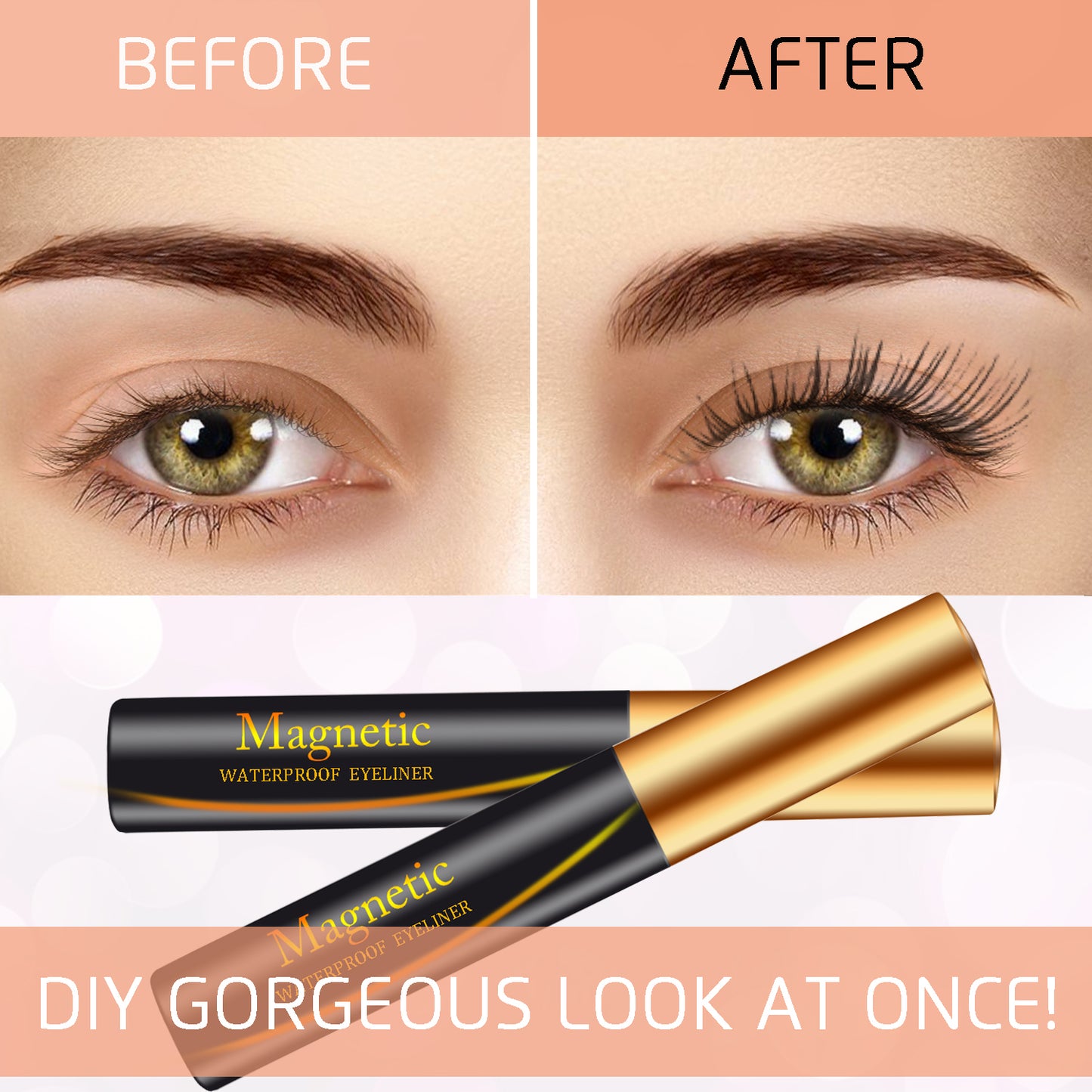 Upgraded Magnetic Eyelashes Eyeliner Kit, 10Pairs False Eyelashes, Natural Look False lashes, Thick Crossed Lashes with Tweezer, Waterproof Reusable, Natural Look, No Glue Needed